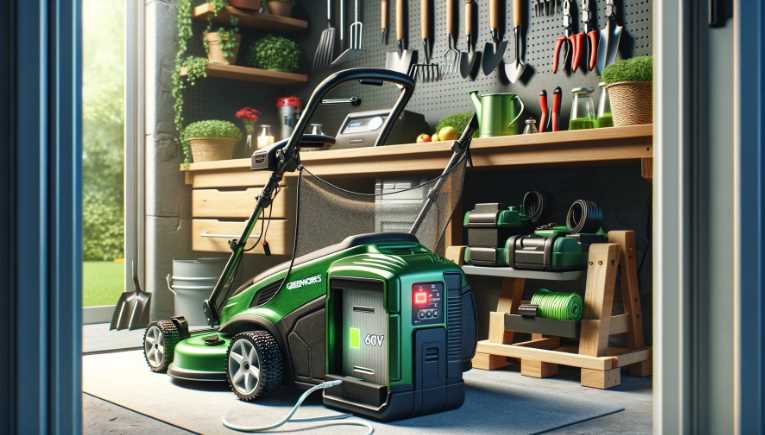 how to charge a GreenWorks pro lawn mower